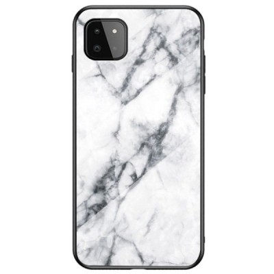 Samsung Galaxy A22 „Marble“ kieto silikono TPU baltas dėklas - nugarėlė | Priedai.lt