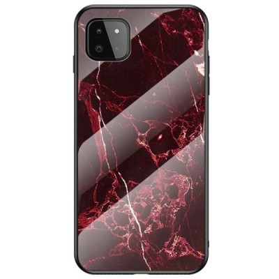 Samsung Galaxy A22 „Marble“ kieto silikono TPU raudonas dėklas - nugarėlė | Priedai.lt