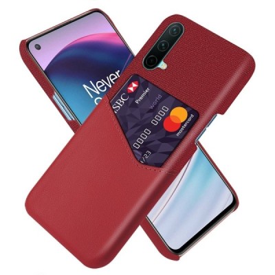 „KSQ“ Shell OnePlus Nord CE 5G raudonas odinis dėklas - nugarėlė su kišenėle kortelėms | Priedai.lt
