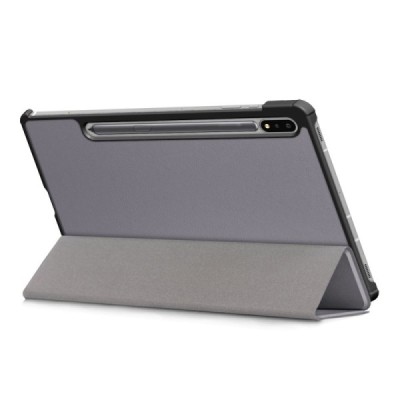 Samsung Galaxy Tab S7 FE 12.4", S7+ 12.4" (T976) atverčiamas pilkas odinis dėklas - knygutė (sulankstomas) | Priedai.lt