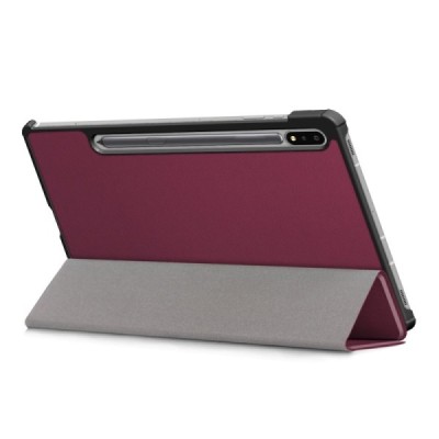 Samsung Galaxy Tab S7 FE 12.4", S7+ 12.4" (T976) atverčiamas bordo odinis dėklas - knygutė (sulankstomas) | Priedai.lt