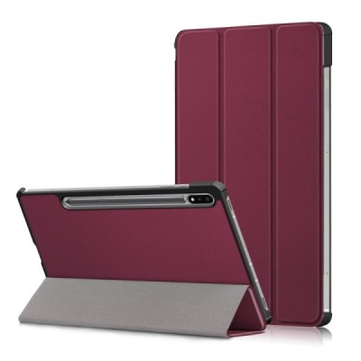 Samsung Galaxy Tab S7 FE 12.4", S7+ 12.4" (T976) atverčiamas bordo odinis dėklas - knygutė (sulankstomas) | Priedai.lt