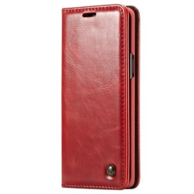 Samsung Galaxy S9 (G960) „CaseMe“ solidus atverčiamas raudonas odinis dėklas - knygutė / Priedai.lt