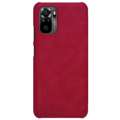 Xiaomi Redmi Note 10 4G (Note 10s, Poco M5s) prabangus Nillkin Qin serijos raudonas odinis atverčiamas dėklas - knygutė | Prieda