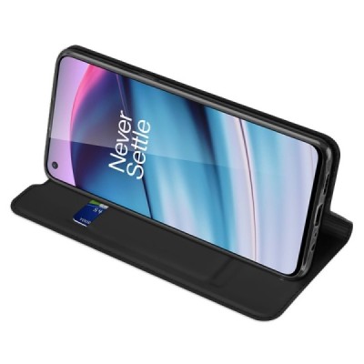 „Dux Ducis“ Skin serijos OnePlus Nord CE juodas odinis atverčiamas dėklas | Priedai.lt