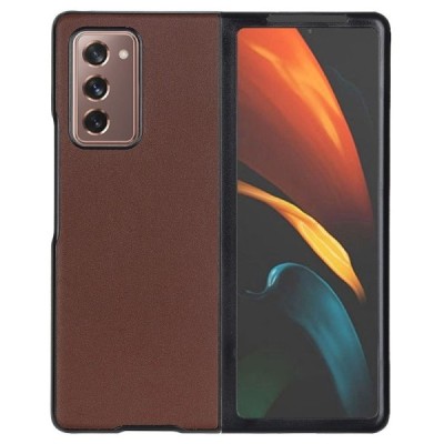 Samsung Galaxy Z Fold2 5G (F916B) Foldable Leather rudas odinis dėklas - nugarėlė | Priedai.lt