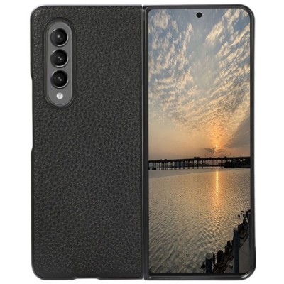 Samsung Galaxy Z Fold3 5G (F926B) Deluxe Leather juodas odinis dėklas - nugarėlė | Priedai.lt