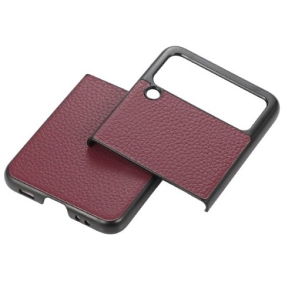 Samsung Galaxy Z Flip3 (F711) Deluxe Leather bordo odinis dėklas - nugarėlė | Priedai.lt