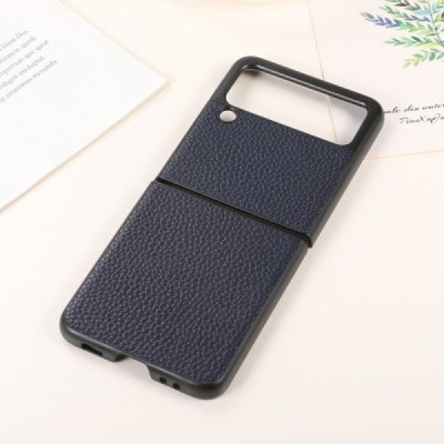 Samsung Galaxy Z Flip3 (F711) Deluxe Leather mėlynas odinis dėklas - nugarėlė | Priedai.lt