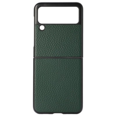Samsung Galaxy Z Flip3 (F711) Deluxe Leather žalias odinis dėklas - nugarėlė | Priedai.lt