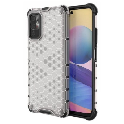 Honeycomb sustiprintos apsaugos Xiaomi Poco M3 Pro (Redmi Note 10 5G) skaidrus kieto silikono (TPU) ir plastiko dėklas | Priedai
