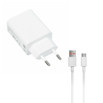 „Xiaomi“ Fast Charger MDY-11-EZ kelioninis (sieninis, buitinis) įkroviklis (33W) - baltas + Type-C USB laidas | Priedai.lt