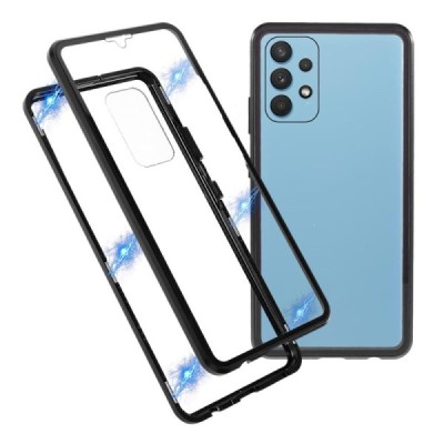 Samsung Galaxy A32 4G (A325F) Frame skaidrus (permatomas) magnetinis dvigubas plastikinis dėklas | Priedai.lt