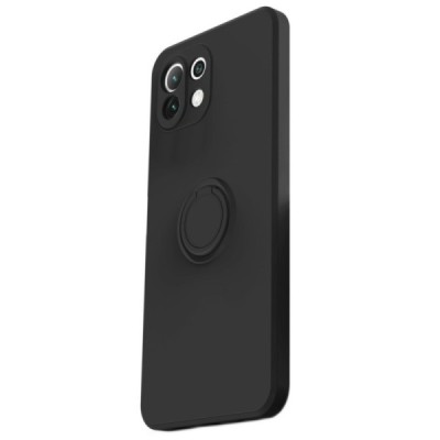 Xiaomi Mi 11 Lite Shell Kickstand kieto silikono TPU juodas dėklas - nugarėlė | Priedai.lt