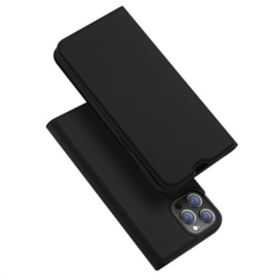 „Dux Ducis“ Skin serijos Apple iPhone 13 Pro juodas odinis atverčiamas dėklas | Priedai.lt