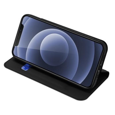 „Dux Ducis“ Skin serijos Apple iPhone 13 Mini juodas odinis atverčiamas dėklas | Priedai.lt