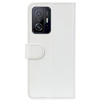 Xiaomi 11T (11T Pro) atverčiamas baltas odinis dėklas, knygutė - piniginė | Priedai.lt