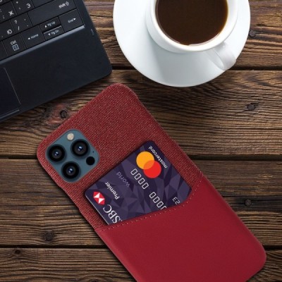 „KSQ“ Shell Apple iPhone 13 Pro Max raudonas odinis dėklas - nugarėlė su kišenėle kortelėms | Priedai.lt