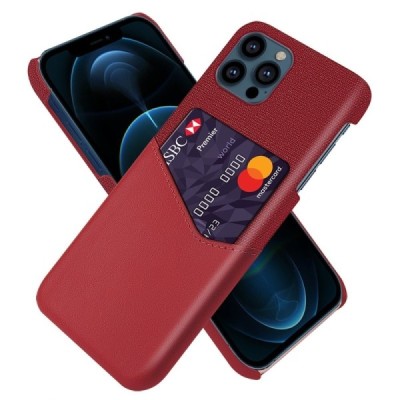 „KSQ“ Shell Apple iPhone 13 Pro raudonas odinis dėklas - nugarėlė su kišenėle kortelėms | Priedai.lt