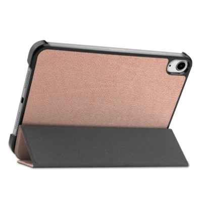 Apple iPad mini 6 2021 atverčiamas auksinis odinis dėklas - stovas | Priedai.lt