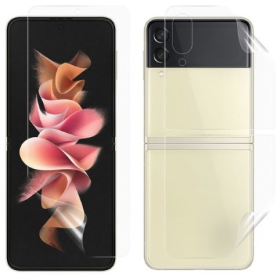 Samsung Galaxy Z Flip3 (F711) apsauginė skaidri (pilnai dengianti) ekrano ir nugarėlės plėvelė | Priedai.lt