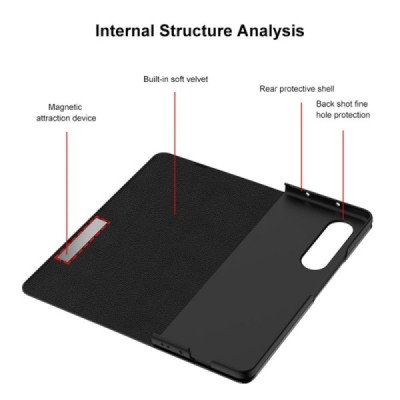 Samsung Galaxy Z Fold3 5G (F926B) „GKK“ juodas odinis atverčiamas dėklas - knygutė | Priedai.lt