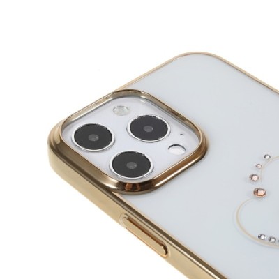 Apple iPhone 13 Pro Max Kingxbar Crystal  Love Swarovski plastikinis skaidrus permatomas auksinis dėklas su kristalais | Priedai
