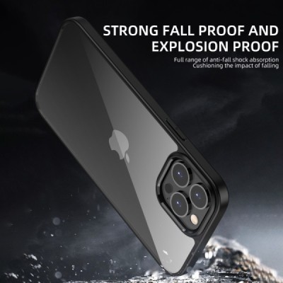 Apple iPhone 13 „IPAKY“ Royal silikoninis skaidrus permatomas dėklas su juodu rėmeliu | Priedai.lt