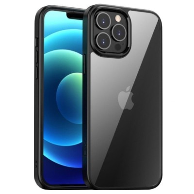 Apple iPhone 13 Pro Max „IPAKY“ Royal silikoninis skaidrus permatomas dėklas su juodu rėmeliu | Priedai.lt