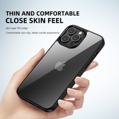 Apple iPhone 13 Pro Max „IPAKY“ Royal silikoninis skaidrus permatomas dėklas su juodu rėmeliu | Priedai.lt