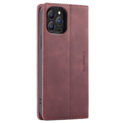 Apple iPhone 13 Pro CaseMe Retro solidus atverčiamas bordo odinis dėklas - knygutė | Priedai.lt