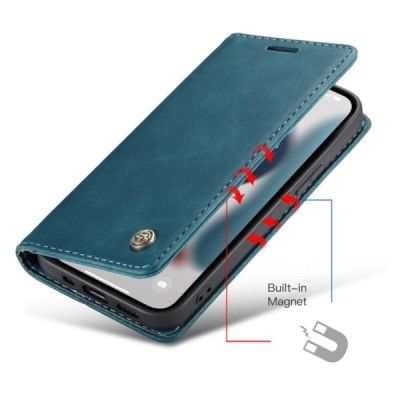 Apple iPhone 13 Pro CaseMe Retro solidus atverčiamas žalias odinis dėklas - knygutė | Priedai.lt