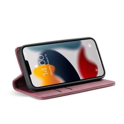 Apple iPhone 13 Mini CaseMe Retro solidus atverčiamas bordo odinis dėklas - knygutė | Priedai.lt