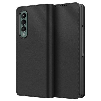 Samsung Galaxy Z Fold3 5G (F926B) „Split“ juodas odinis atverčiamas dėklas - knygutė | Priedai.lt