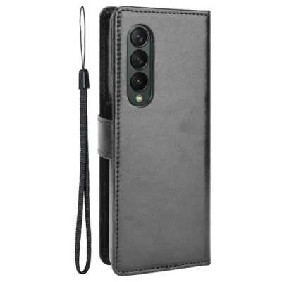 Samsung Galaxy Z Fold3 5G (F926B) atverčiamas juodas odinis dėklas - piniginė | Priedai.lt