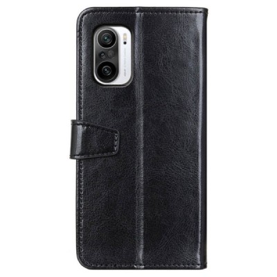 Xiaomi Poco F3 (Mi 11i) atverčiamas juodas odinis dėklas, knygutė - piniginė | Priedai.lt
