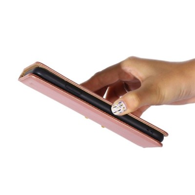 Solidus Xiaomi Poco F3 ir Xiaomi Mi 11i auksinis odinis atverčiamas dėklas | Priedai.lt