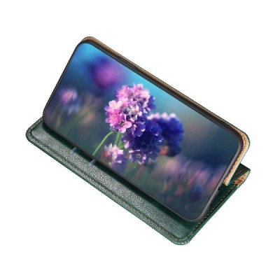 Solidus Xiaomi Poco F3 ir Xiaomi Mi 11i žalias odinis atverčiamas dėklas | Priedai.lt