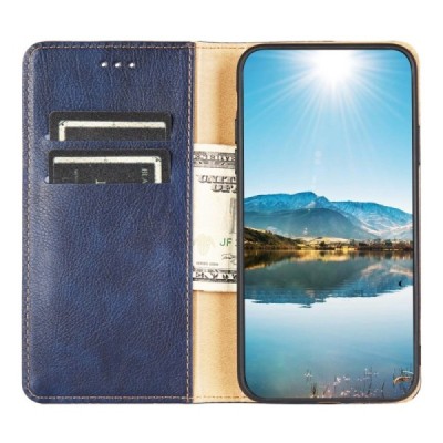 Solidus Xiaomi Poco F3 ir Xiaomi Mi 11i mėlynas odinis atverčiamas dėklas | Priedai.lt