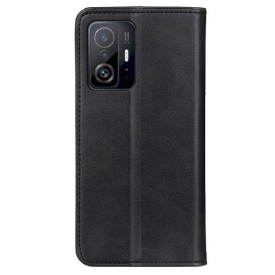 Xiaomi 11T (11T Pro) „Split“ juodas odinis atverčiamas dėklas - knygutė | Priedai.lt