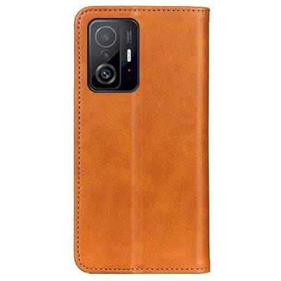 Xiaomi 11T (11T Pro) „Split“ šviesiai rudas odinis atverčiamas dėklas - knygutė | Priedai.lt