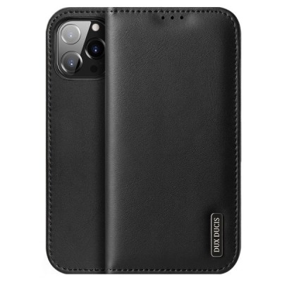 „Dux Ducis“ Hivo serijos Apple iPhone 13 Pro juodas odinis atverčiamas dėklas | Priedai.lt
