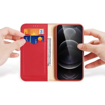 „Dux Ducis“ Hivo serijos Apple iPhone 13 Pro raudonas odinis atverčiamas dėklas | Priedai.lt