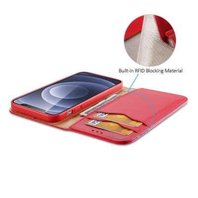 „Dux Ducis“ Hivo serijos Apple iPhone 13 raudonas odinis atverčiamas dėklas | Priedai.lt