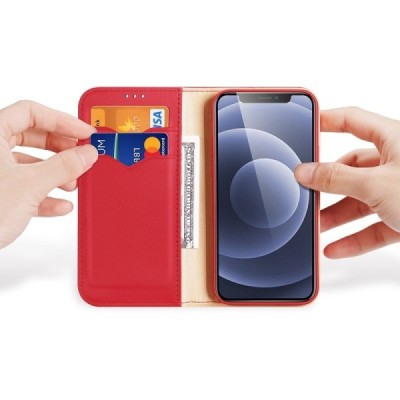 „Dux Ducis“ Hivo serijos Apple iPhone 13 raudonas odinis atverčiamas dėklas | Priedai.lt