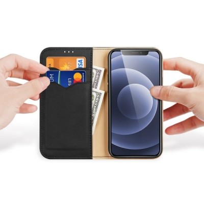 „Dux Ducis“ Hivo serijos Apple iPhone 13 Mini juodas odinis atverčiamas dėklas | Priedai.lt