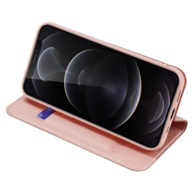 „Dux Ducis“ Skin serijos Apple iPhone 13 Pro rožinis odinis atverčiamas dėklas | Priedai.lt