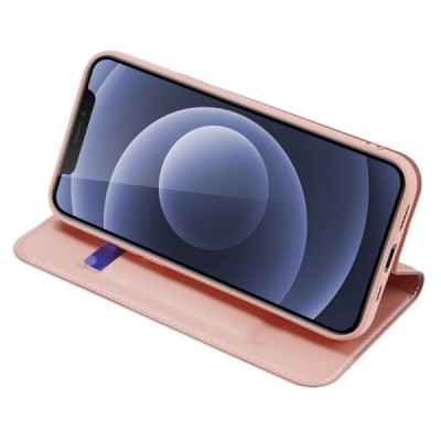 „Dux Ducis“ Skin serijos Apple iPhone 13 rožinis odinis atverčiamas dėklas | Priedai.lt