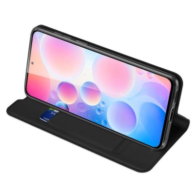 „Dux Ducis“ Skin serijos Xiaomi Poco F3 (Mi 11i) juodas odinis atverčiamas dėklas | Priedai.lt