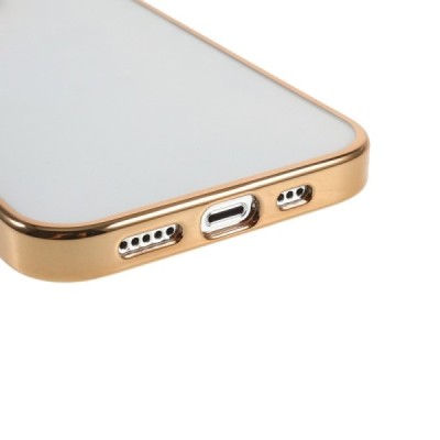 Apple iPhone 13 Pro Max „X-Level“ Glitter Case TPU silikoninis skaidrus permatomas plonas dėklas su auksiniu rėmeliu | Priedai.l